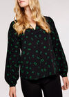 Scribble Print  Blouse, Black, large