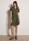 Scattered Squares Shirt Mini Dress, Khaki, large