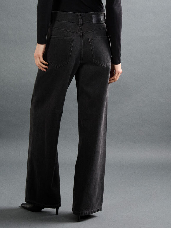 Faux Pearl & Rhinestone Maca Jean, Black, large