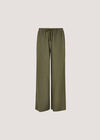 Linen Blend Wide Leg Trousers, Khaki, large