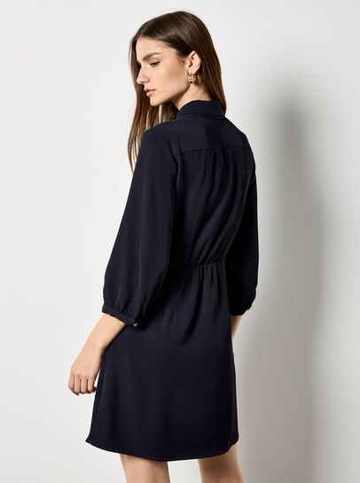 Tie Front Shirt Mini Dress