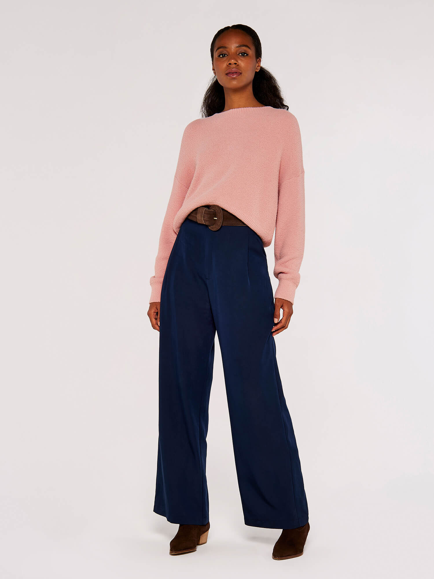 Pink fuzzy crop sweater top