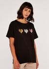 Iridescent Hearts Tshirt, Black, large