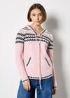 Diamond Pattern Hooded Jumper, Pink, large