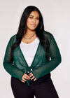 Curve Lightweight Sheer Knitted Shrug, Green, large