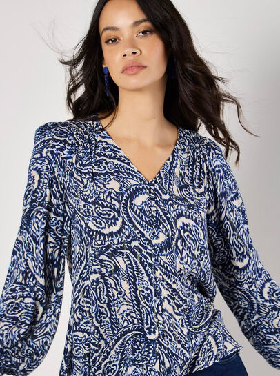 Paisley Print Shimmer Blouse