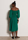 Ruffle Milkmaid Midi Dress, Green, large