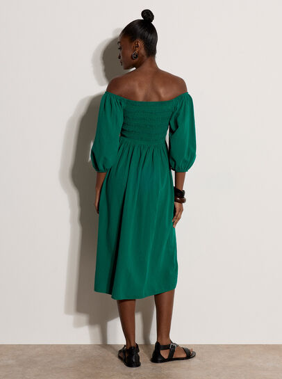Ruffle Milkmaid Midi Dress