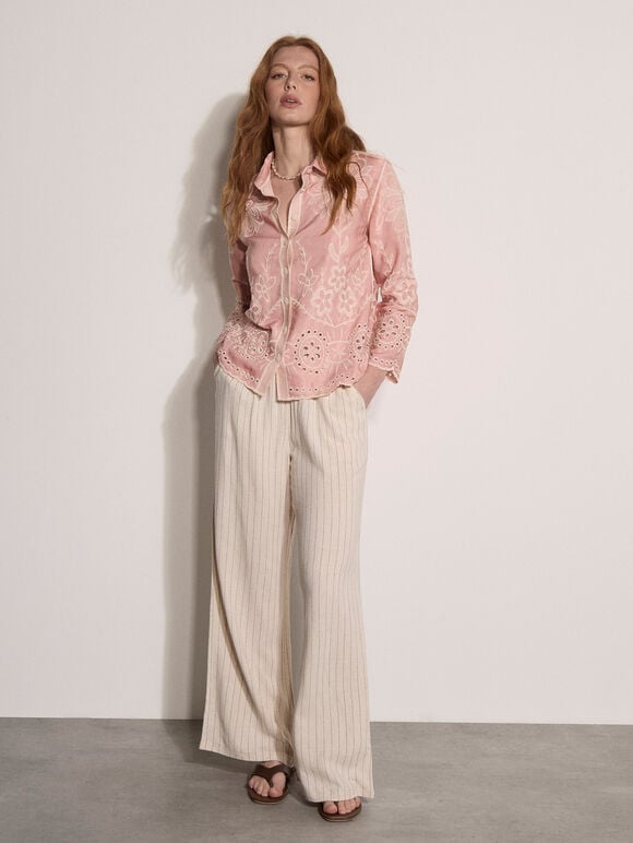 Floral Embroidered Blouse, Pink, large