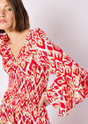 Ikat Swirls Maxi Dress, Red, large