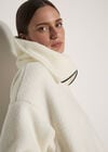 Funnel Neck Teddy Borg Fleece Jumper, White, large