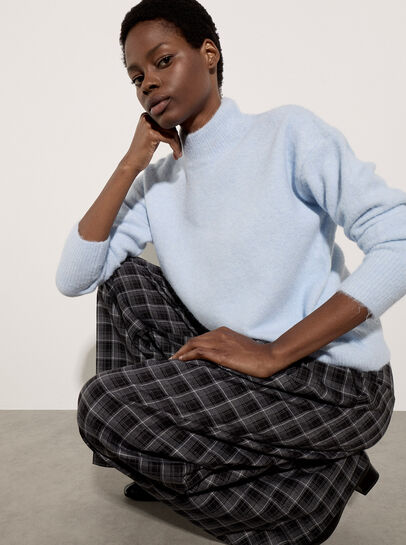 Check Print Tailored Wide-Leg Trousers