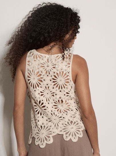 Sequin Crochet Shell Top