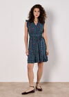 Ruffle Floral Mini Dress, Blue, large