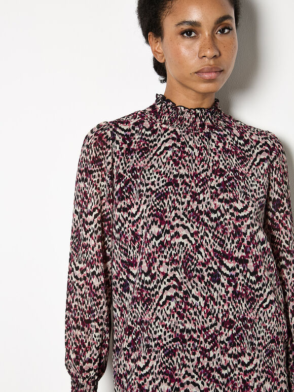 Animal Print Chiffon Top, Pink, large
