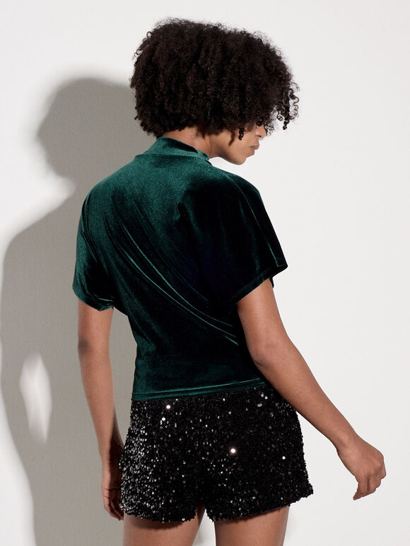 Velvet Batwing T-Shirt, Green, large