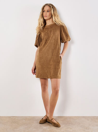 Suede Shift Mini Dress