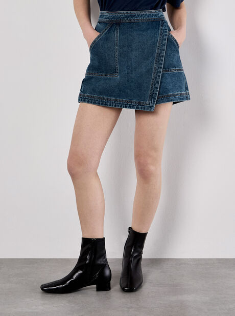 Denim Wrap Mini Skort