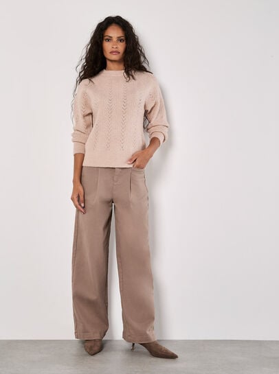 Chevron Pointelle Shimmer Jumper