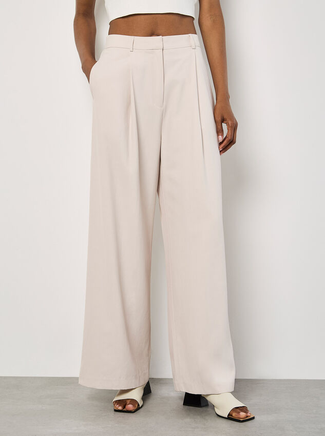 Soft Tailored Wide Leg Trousers, Stone, large