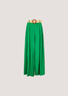 Pleated Palazzo Trousers With Belt, Green, large