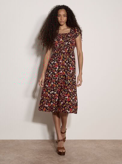 Ditsy Milkmaid Midi Dress
