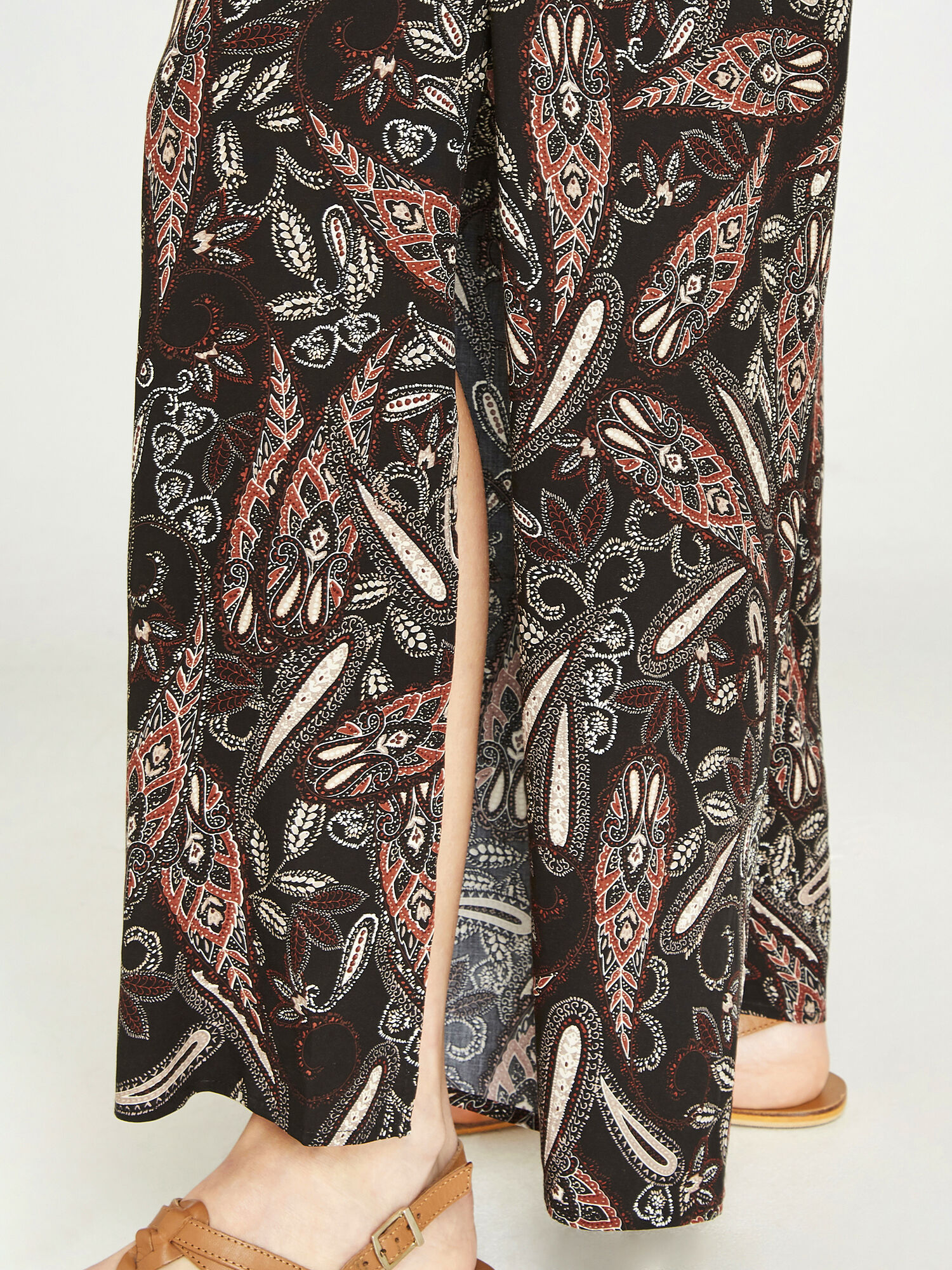 Paisley Wrap Split Leg Trousers 
