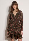 Chiffon Ruffle Paisley Mini Dress, Green, large