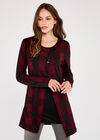 Gingham 5 Button Jersey Layer Top, Burgundy, large