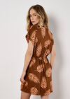 Tropical Leaf Wrap Mini Dress, Rust, large