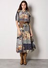 Patchwork Print Midi Dress, Navy, large