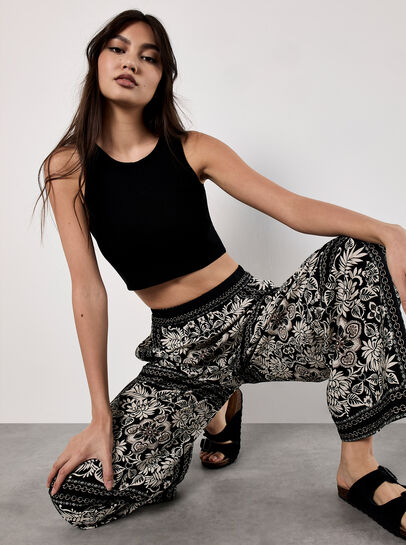 Scarf Print Flare Trousers