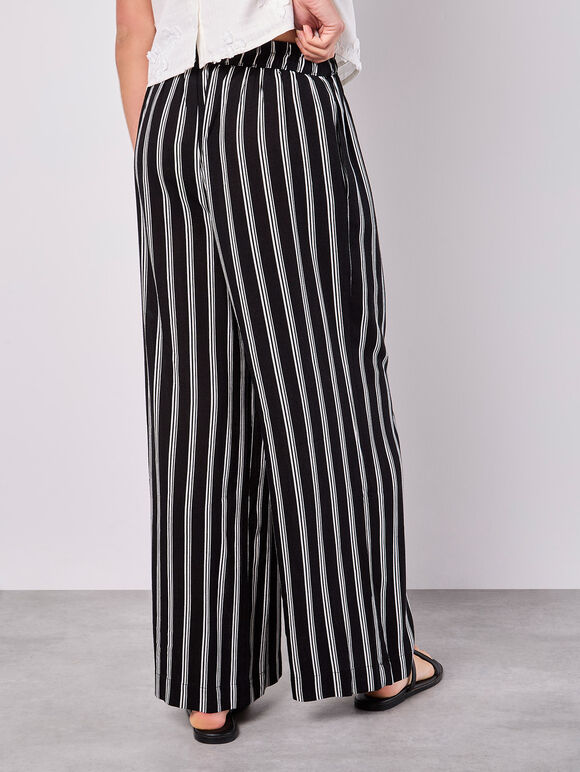Stripe Wide Leg Trousers, Black, large
