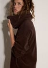 Funnel Neck Teddy Borg Fleece Jumper, Brown, large