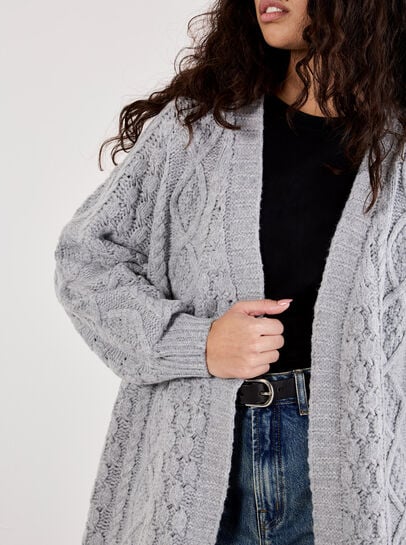 Chunky Cable Knit Longline Cardigan