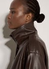 Oversized Faux Leather Jacket, Brown, large