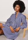 Stripe Shirt Cotton Mini Dress, Navy, large
