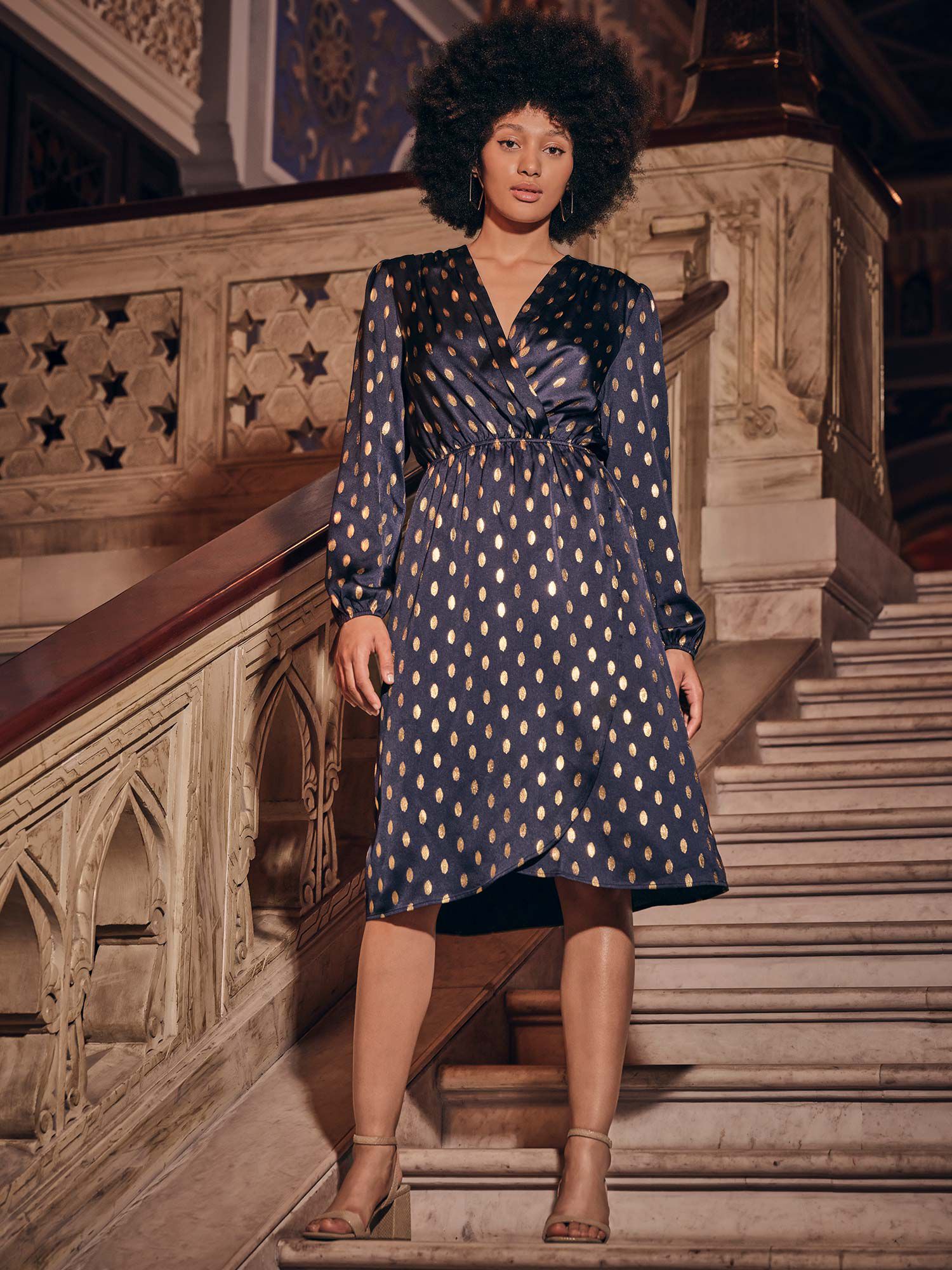 Apricot polka dot dress hotsell