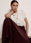 Ruffle Hem Pleated Maxi Skirt, Plum, large