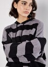 Hooded Stripe Tunic Jumper, Grey, large