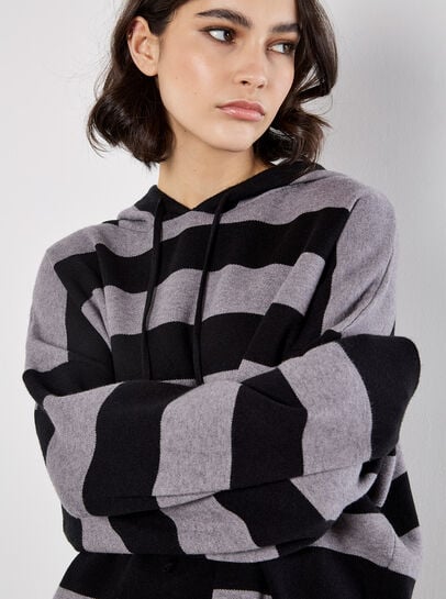 Hooded Stripe Tunic Jumper