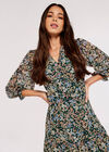 Ditsy Ruffle Chiffon Dress, Green, large