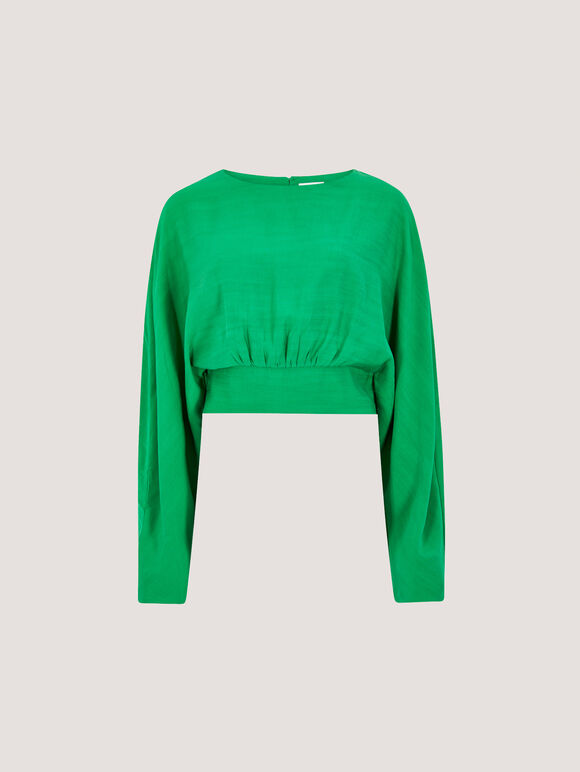 Split Back Crop Top, Green, large