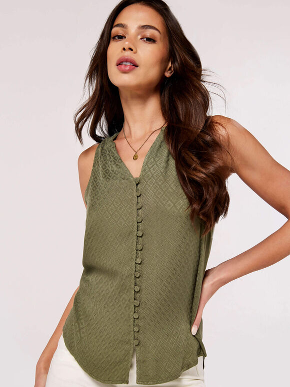 Diamond Jacquard Top, Khaki, large