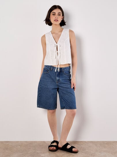 Broderie Anglaise Tie-Up Waistcoat