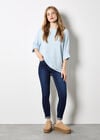 Soft-Touch Batwing Waffle Knit Top, Blue, large