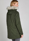 Removable Padding Faux Fur Hood Coat, Khaki, large