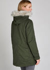 Mantel mit Kapuze aus Kunstfell mit herausnehmbarer Polsterung, Khaki, Größe L