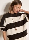 Chunky Knit Stripe Oversized Jumper, Brown, large