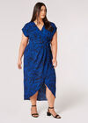 Curve Swirl Wrap Midi Dress, Blue, large